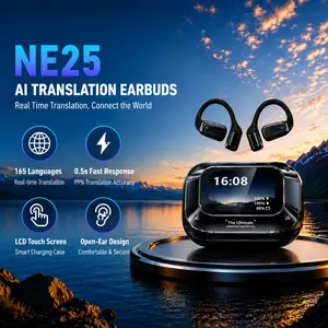 HTC NE25 Translation Earbuds, Real-time Translation, Open Wireless Bluetooth Headphones, Supports 134 Languages ​​with App, Vibrant Color Touchscreen, OWS Technology, Integrated Microphone, High-Quality Sound, Compatible with iOS and Android