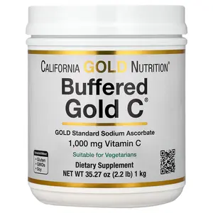 California Gold Nutrition Buffered Gold C®, Non-Acidic Vitamin C Powder, Sodium Ascorbate, 2.2 lb (1 kg)