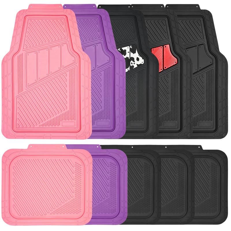 CAR PASS 4pcs Heavy Duty Rubber Floor Mats Pink 4-Piece Car Mat Set Universal Waterproof for SUV Truck Durable All-Weather Mats for Car Women Girly CAR PASS 4pcs Heavy Duty Rubber Floor Mats Pink 4-Piece Car Mat Set Universal Waterproof for SUV Truck Durable All-Weather Mats for Car Women Girly