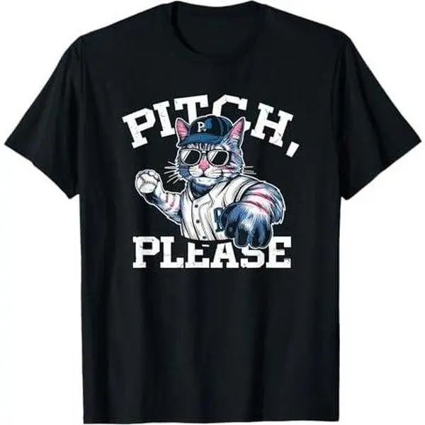 Pitching Baseball Player Cat, Pitch Please, Baseball Pitcher T-Shirt