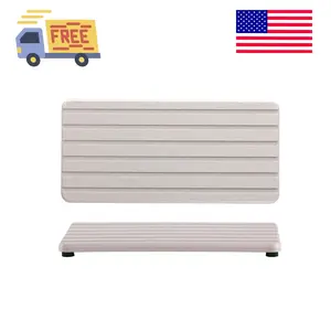 2 PCS Water Absorbent Diatomite Coasters Rectangle, Grooved Design