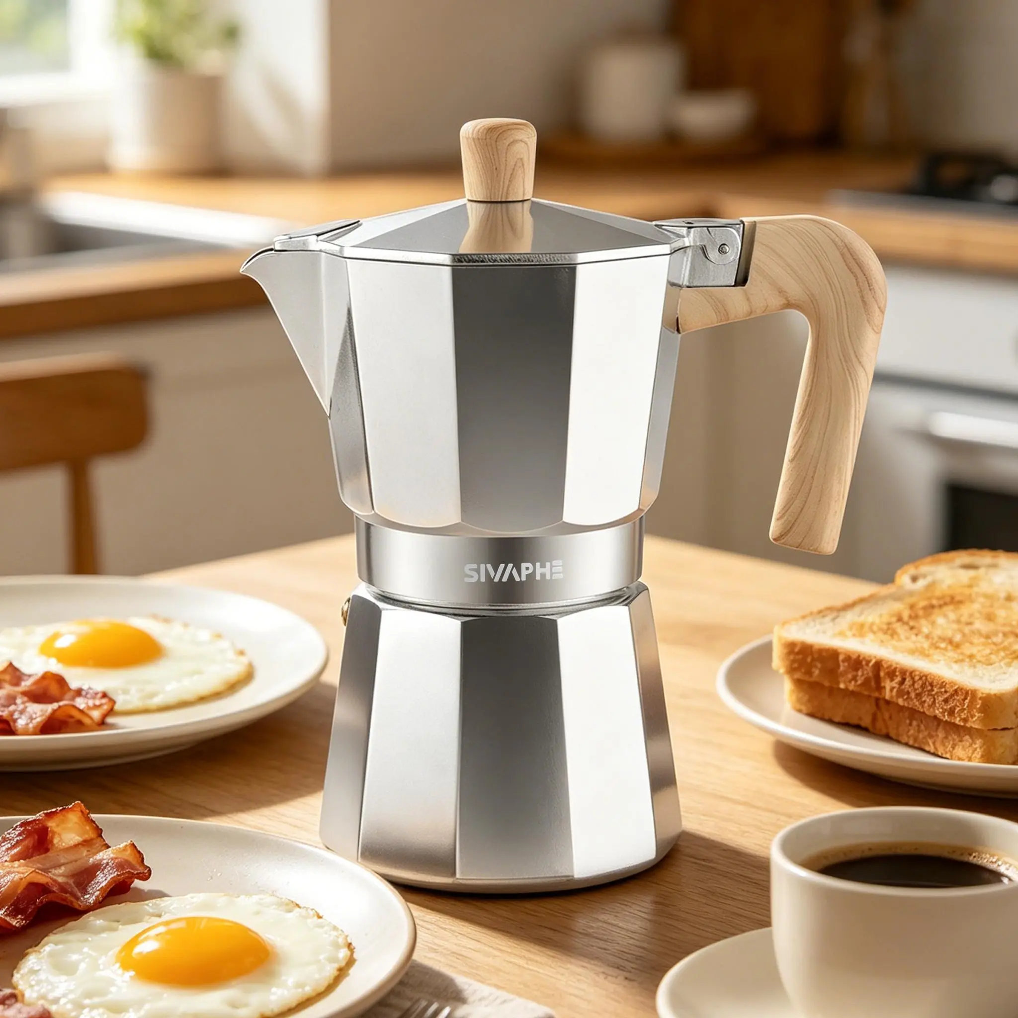 SIVAPHE Classic Italian Aluminium Moka Percolator Coffee Pot - Portable Home Coffee Setup Tool, Machine Made, On-the-Go Brewing for Camping, Versatile Use Kitchenware
