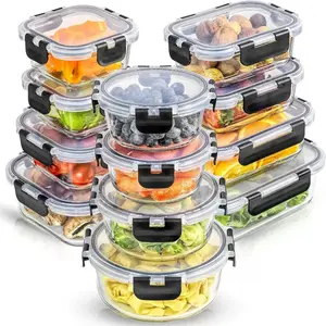 12pcs Sealed borosilicate glass storage containers | 12 airtight/frozen safe food storage containers for pantry and kitchen | Lunch preparation container | Glass Tupperware set