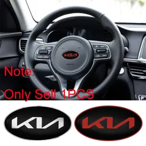 1Pcs 6cmx3.3cm 3D Aluminum Car Styling Steering Wheel Center Emblem Badge Sticker Decals For Kia KN K2 K3 K5 KX5 GT Rio Sportage Sorento Forte Optima Soul Accessories