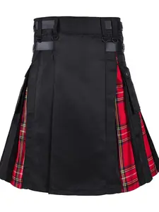 New Design European Style Men's Scottish Kilt, Spring Summer Plaid Checkered Skirt, Button Fly, Fitted, Steampunk Theme, All Seasons
