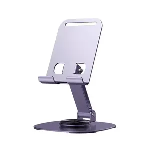 360 Degree Rotating Metal Phone Stand, Cellphone Stand, Compact Portable Foldable Desktop Holder, Ideal Office Accessory for Smartphones & Tablets