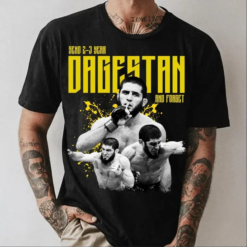 Dagestan MMA Fighter Graphic Comfort Colors 1717 T-Shirt, Vintage Fight Sports Tee, Combat Training Shirt, Martial Arts Fan Gift, Unisex Garment Dyed Heavyweight Cotton Top