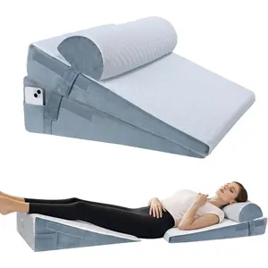 3 Pcs Adjustable Height 4.5&7.5&12 Inch Bed Wedge Pillow for Sleeping Triangle Wedge Pillow for Post Surgery Acid Reflux Snoring Leg Pain Relief Gray
