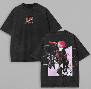 Blue Lock Itoshi Rin Graphic Tee | Vintage Washed Oversized Streetwear Shirt | 14 Soccer Anime Merch | Animecore Gift for Him
