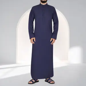 Midnight Elegant Blue Saudi Thobe - Men