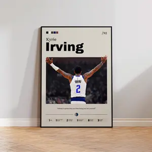 Kyrie Irving Basketball Poster, Sports Poster, Mid Century Modern, Basketball Poster, Sports Bedroom Posters