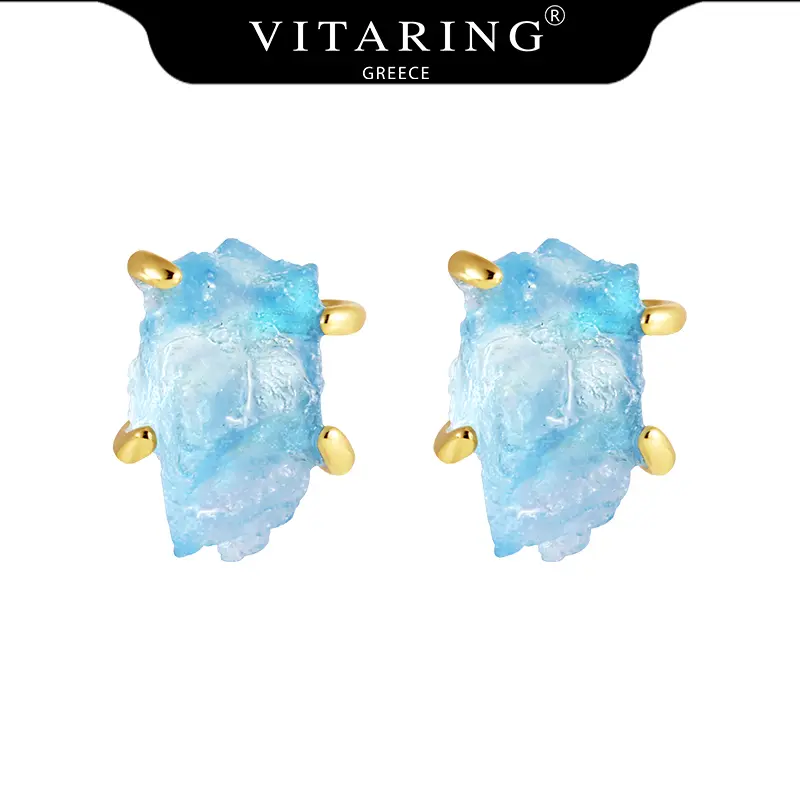 14k gold Plated Colorful Crystal Amethyst Aquamarine Stud Earrings for Women Handcrafted Elegant Gemstone Jewelry with Gold Accents Earings