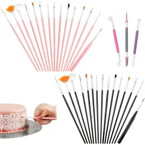 30-Piece Cake Decorating Brush Set, Includes 3 Cake Carving Tools, Multifunctional Fondant Cookie Icing Baking Brushes, DIY Painting Tool, Cake Decorating Kit