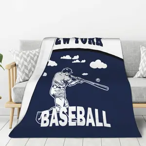 New York Baseball Flannel Blanket - Suitable for sofas, beds, living rooms, chairs, cars, beaches, travel, outdoor use, bedding for air-conditioned rooms - Rectangular shape, an excellent gift choice for sports enthusiasts