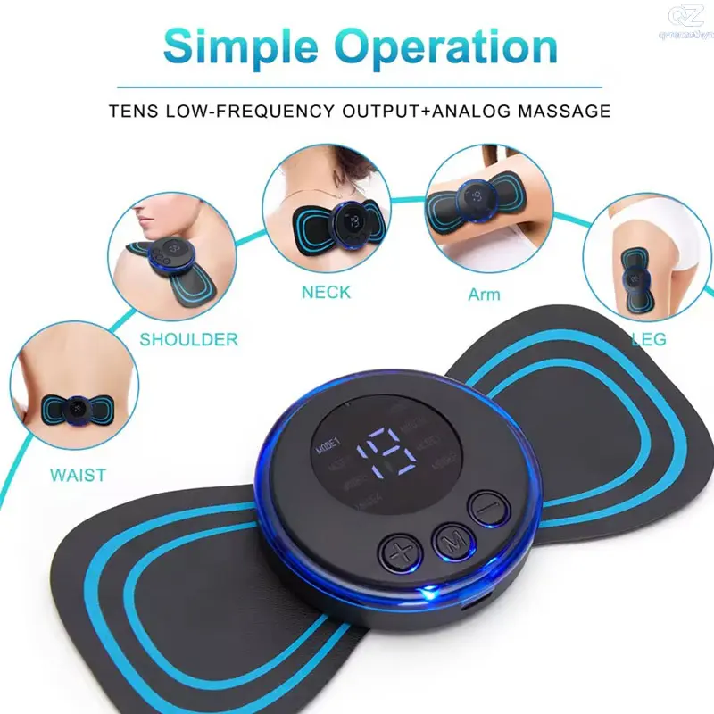 Wireless Handheld Mini Electric Massage Device with Digital Remote Control, Portable Full Body Massager in Blue & Black, Adjustable Digital Setting Massage Tool for Home Office Travel Use