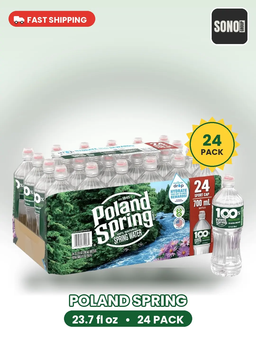 Poland Spring Water,Sport with Flip Cap 23.7 Oz (Pack of 24)