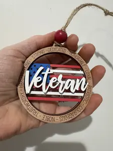 Veteran Wooden Christmas Ornament - Hand Painted Veteran Wooden Christmas Ornament - Hand Painted