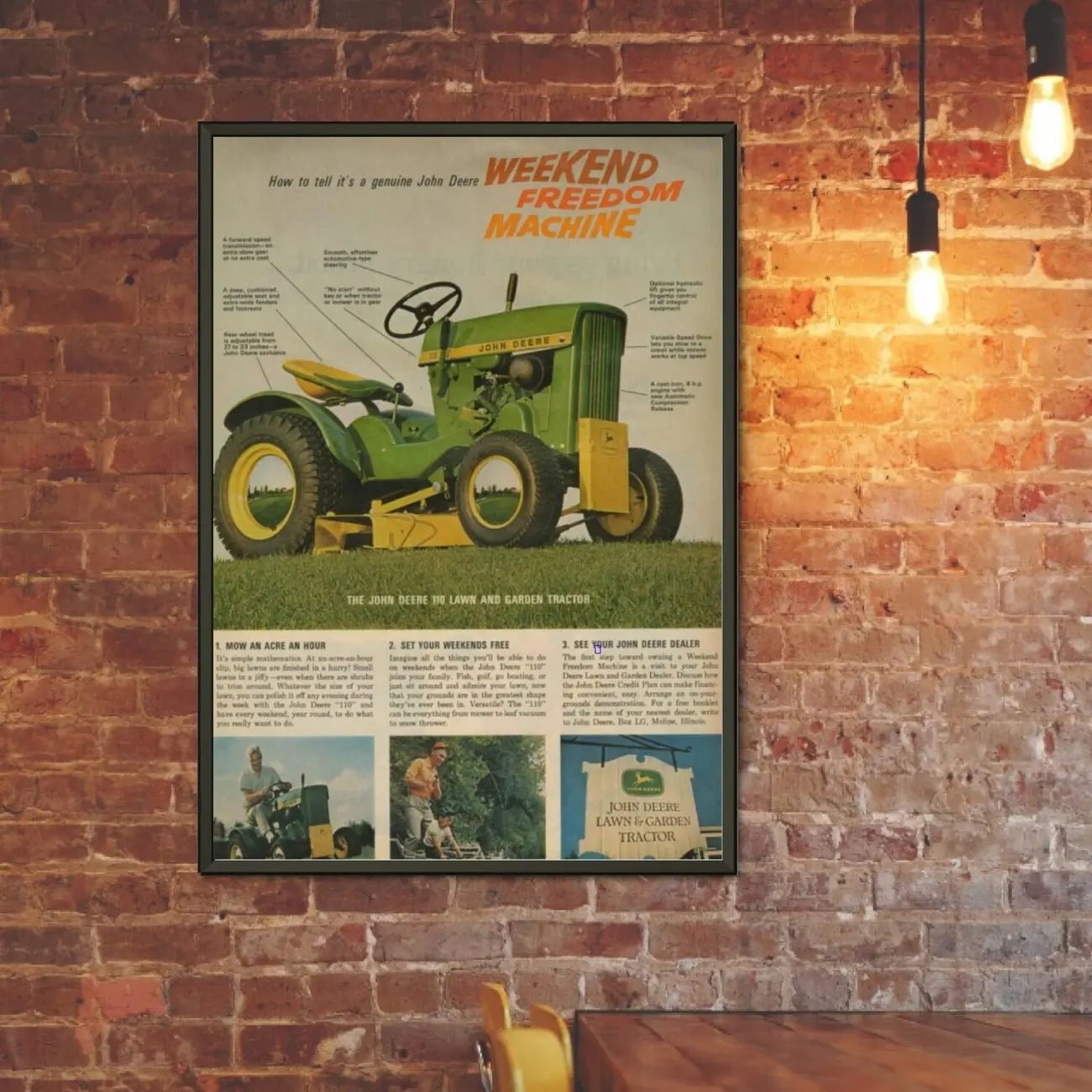 John Deere Tractor Poster Ad Advertising Print Art Mid Century 1960s Wall Art Decor zz218