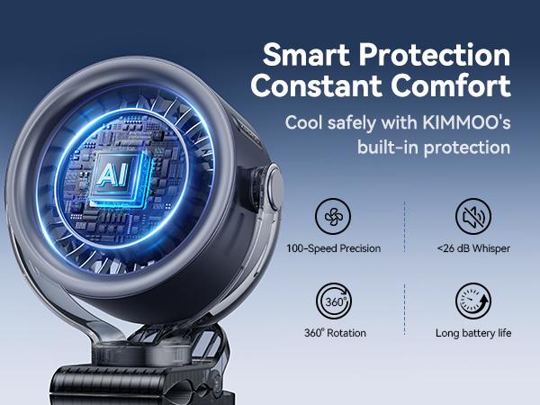 4000mAh Rechargeable Portable Clip on Fan-100-Speed Touch Control, LED Display, 360° Rotate Quiet Turbo Desk Fan, Small Battery Operated USB Fan for Stroller Bed Travel Camping Golf Gym