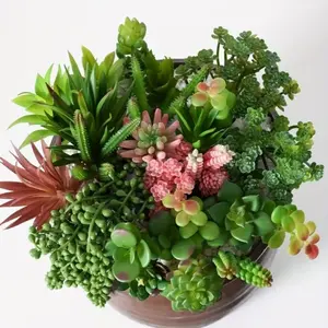 80 Piece Realistic Artificial Succulent Plants Fake Flowers, Low Maintenance Plastic Cactus & Succulents, Turquoise Hanging Stem Decor