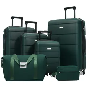 Hardshell Luggage Sets 6 Piece with 2 Bags,Carry on Suitcase with Handle Password Lock Double Spinner Wheels, Lightweight 16"+20"+24"+28" Luggages