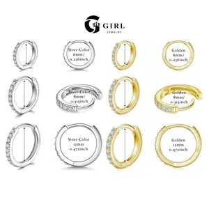 GGIRL 18K Gold Plated Copper Hoop Earrings Set with Cubic Zirconia Huggies for Women Daily Wear Party Accessory Trendy All-Match Exquisite Design Fashion Jewelry Gift for Holiday Haul Christmas Birthdays Anniversaries