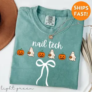 Comfort Colors Nail Tech T Shirt, Nail Tech Halloween Shirt, fall Nail Tech shirt, Nail Tech gift, nail technician