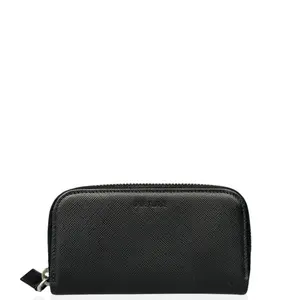 Pre-owned PRADA Leather small leather goods Card Holder Saffiano Calfskin Black (jg031026a3)