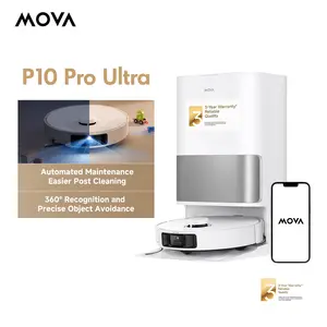 Mova P10 Pro Ultra Robot Vacuum and Mop with Self-Emptying, Robotic Vacuum with 13,000Pa Suction Vacuum Cleaner and 360°Obstacle Avoidance, 140°F Hot Water Auto Mop Washing&Drying, 10.5mm Mop Lifting for Carpet, App Control, Dual Extensions