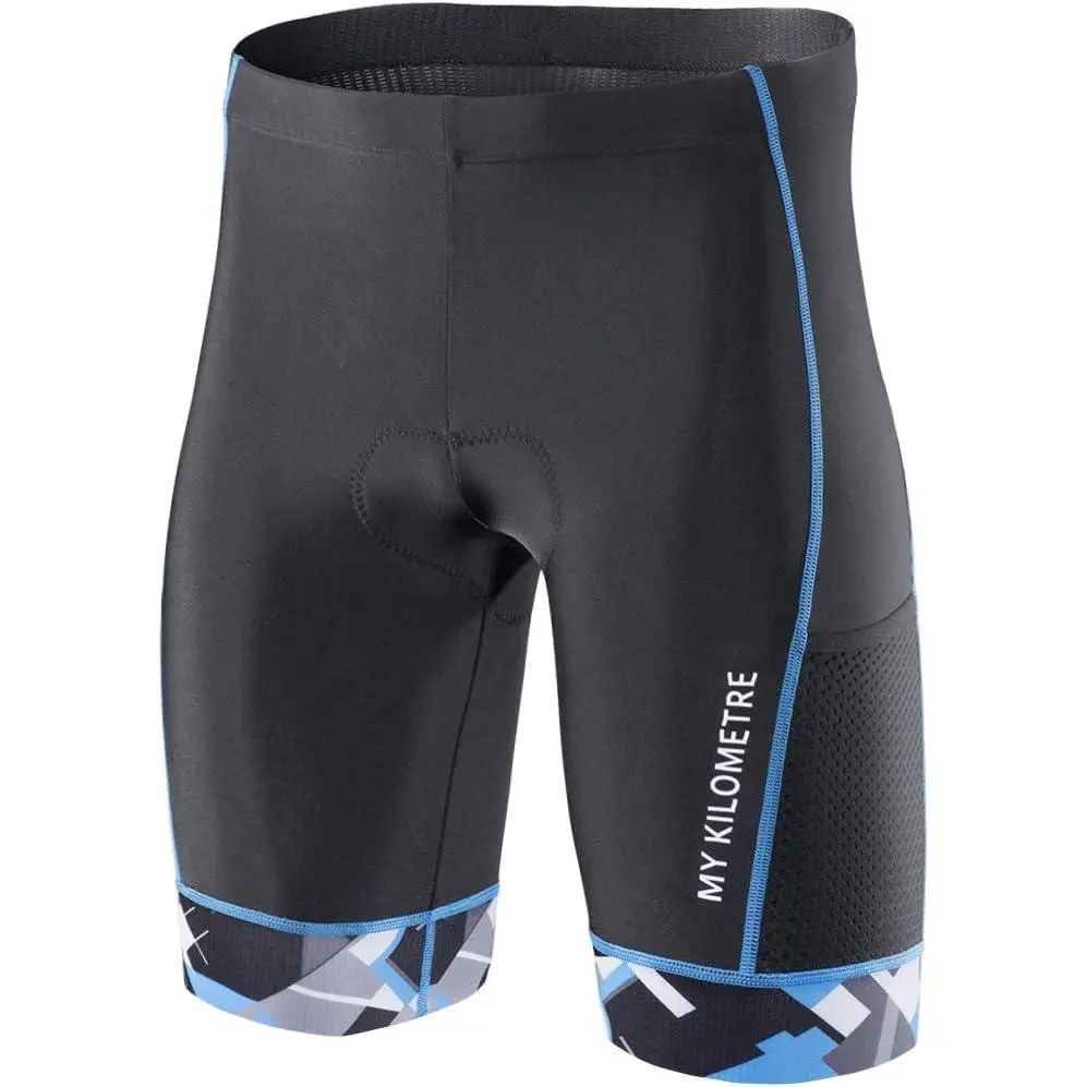 Men's Triathlon Shorts with Adjustable Drawstring, Easy-Reach Leg Pockets, and Chamois for Long-Distance Tri Races