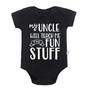 "My Uncle Will Teach Me The Fun Stuff" Baby Onesie & Toddler Tee – Funny Baby Bodysuit, Cute Uncle Gift, Adorable Newborn Outfit for Nephew or Niece