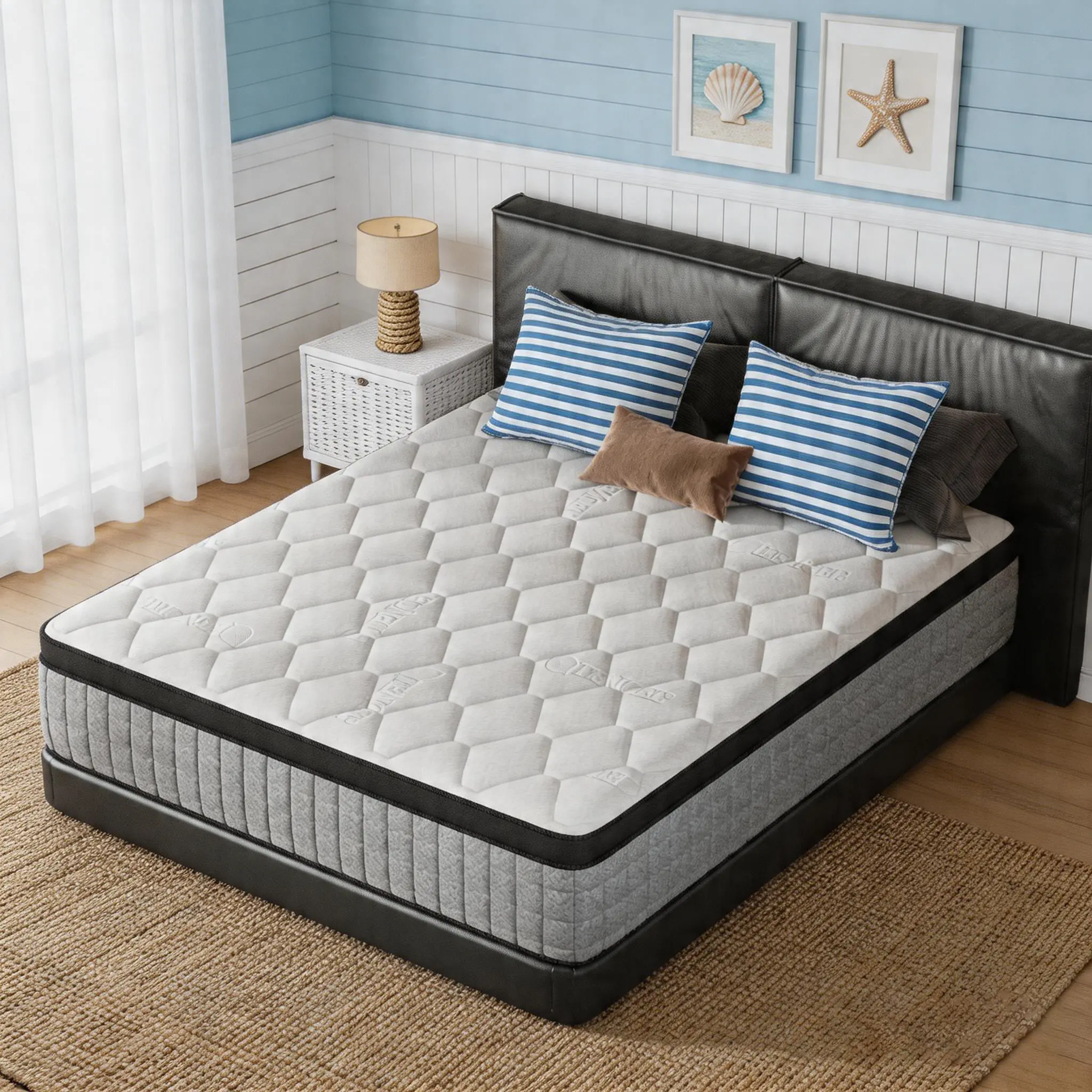Queen Size Mattress | Full Size Mattress | King Mattress ️ White Hybrid Mattress, Memory Foam, Medium Firm, Cooling Sleep