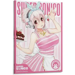 Japanese Anime Fictional Character Super Sonico Poster Canvas Wall Art Posters For Room Aesthetic And Prints Wall Art for Living Room Bedroom Decor 24x36inch(60x90cm) Gifts Colorful Ornaments Decoration Artistic Photo Frame-Style