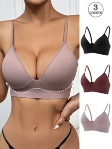 3 piece women's underwear bra with cup support side breast support design seamless and non constricting suitable for Workout Daily Wear