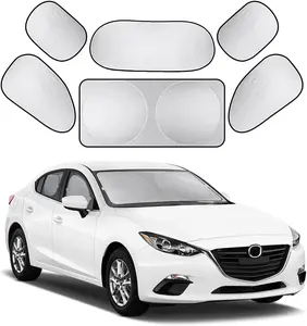 2026 Windshield Sun Shade , 6 in 1 Set Foldable Car Umbrella Sunshade with UV Block Car Front And side Window (Heat Insulation Protection) for Auto Windshield Covers Blackout Trucks Cars (Large)