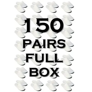 Chochili 150 Pairs Fabric Packed Terry Cotton Disposable Slippers for Airbnb Spa Wedding Guests Adult Men Women Size 10-11, White