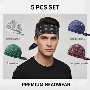 Paisley Cooling Headscarf Cap Set, Motorcycle Pirate Head Wrap Safety Helmet Liner, Elastic Fit Hand Washable Multifunctional Outdoor Headwear for Athletes & Outdoor Enthusiasts
