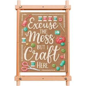 Easy Assembly Cross Stitch Frame Tool Free Embroidery Frame (18" x 11.1") Needlework Supplies Scroll Frames for Cross Stitching Professional Grade Wood Needlepoint Frame
