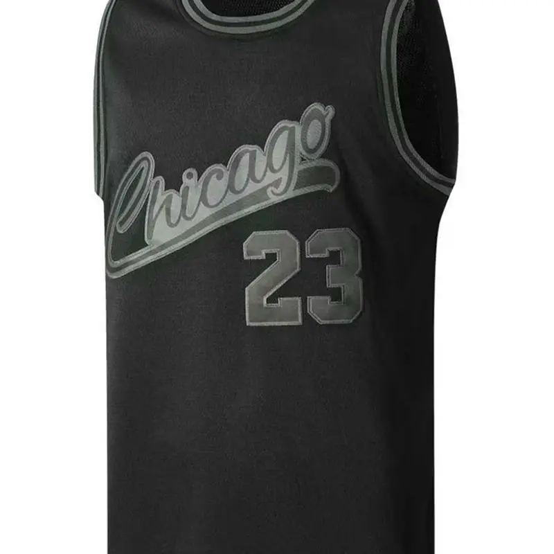 Men's 23 Black Embroidered Vintage Basketball Jersey, Casual Short Sleeve Vest, Summer Fitted Long Clothing, Moderate Fabric, H Type Silhouette, Sports Clothing, Embroidery Sportswear