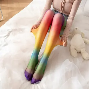Ladies' rainbow pantyhose, stretch leggings, perfect socks for autumn
