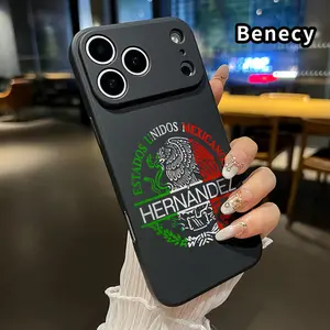 Mexican Heritage Emblem Pattern Straight Edge Phone Case for iPhone 17 15 16 14 Pro Max 13 12 11 XR XS Plus Air E Shockproof Full Camera Protection Durable Slim Liquid Silicone Cover Smartphone Casing