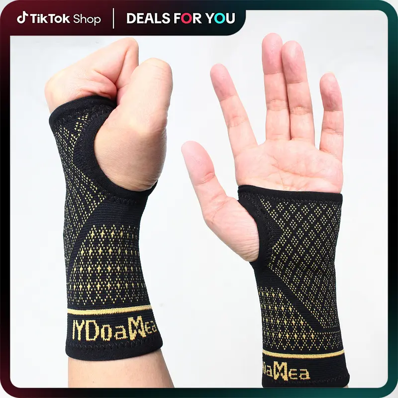 IYDOAMEA Copper Wrist Compression Sleeves - 1 Pair of Breathable Wrist Supports for Men and Women