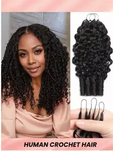 Women' Burmese Curly Hair Extensions Suitable for Skin Tones - Protein Pre-Separated Feather Crochet Bundles, Wet & Wavy Invisible Hair Add-Ons, Natural Black Hair Extensions Kit for Dreadlock & Crochet Hairstyles
