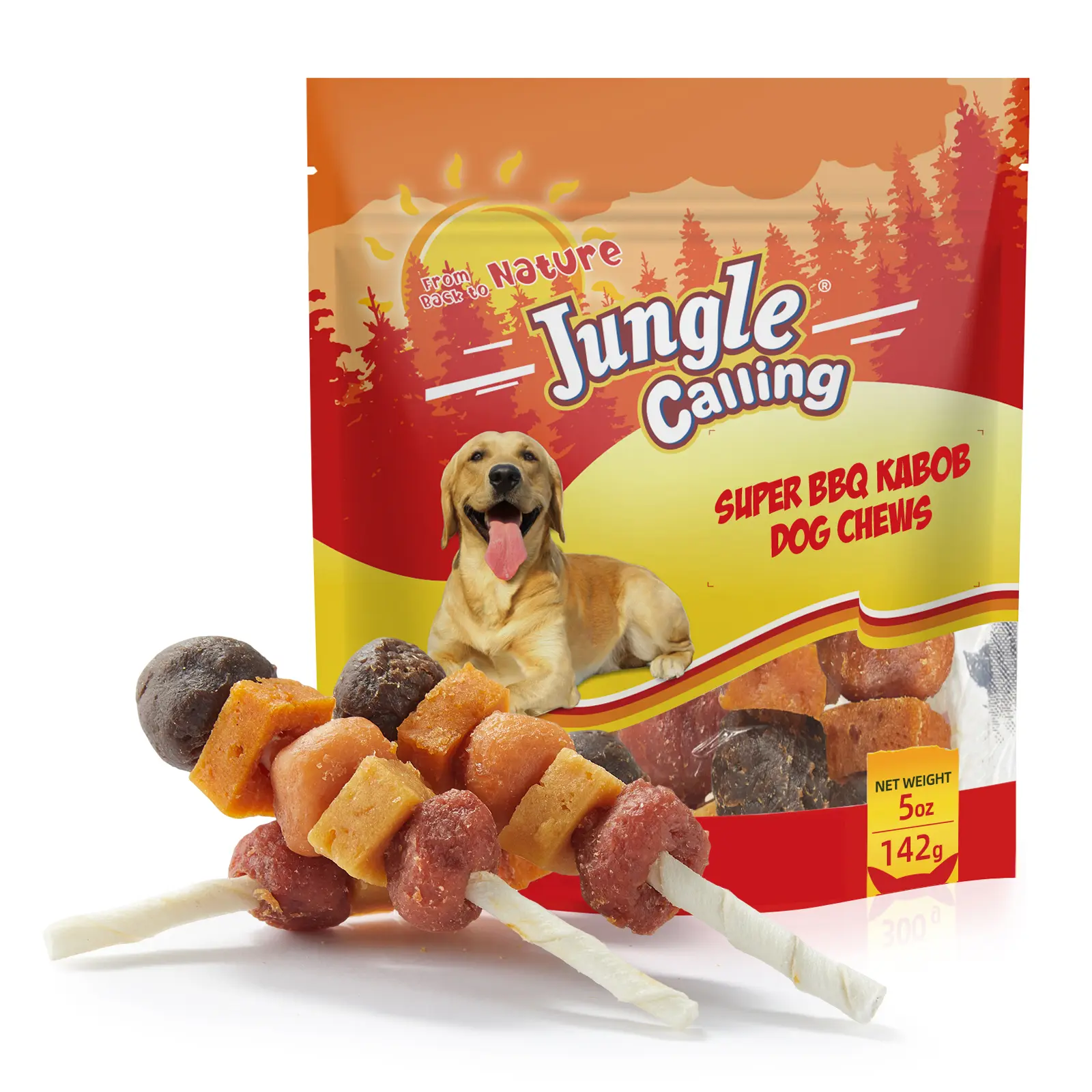 Jungle Calling Chicken, Duck, Beef, Sweet Potato & Pumpkin Kabob Dog Treats, Multi-Flavor Dog Chews, Rawhide Sticks, Kabob Chew Treats, Training Rewards, Chewy Dog Snacks, Pet Treats, Dog Snack Sticks for Small, Medium & Large Dogs(3)