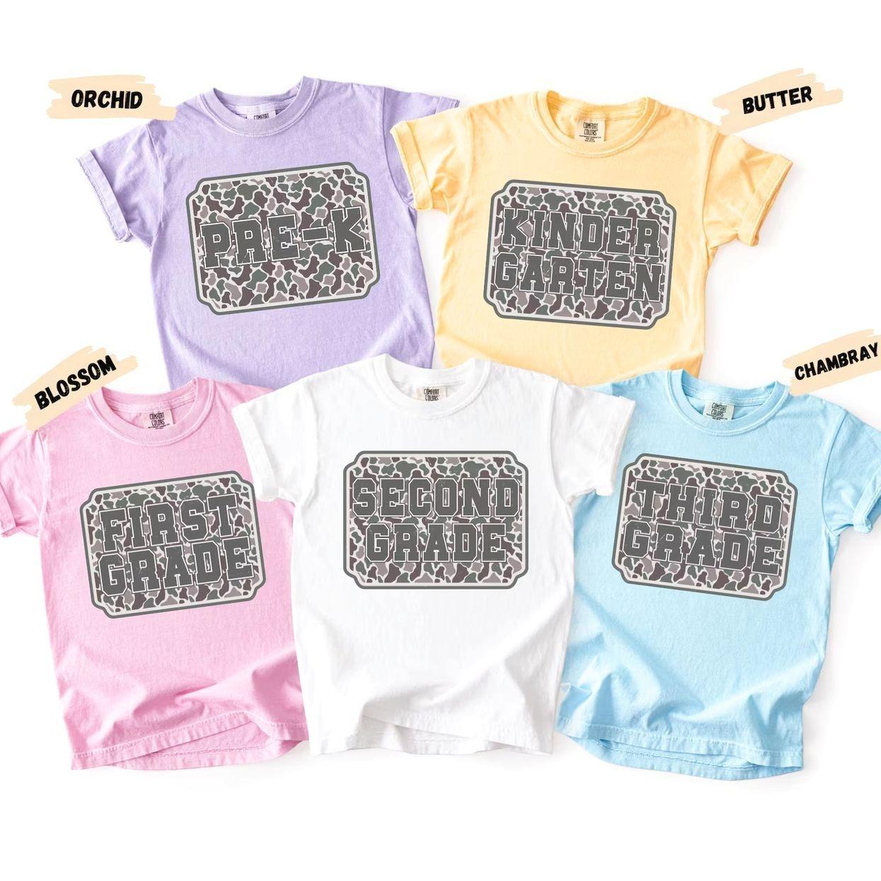 [SALE OFF 50%] Comfort Colors Camo Back to School Shirt: Pre-K to 5th Grade V6