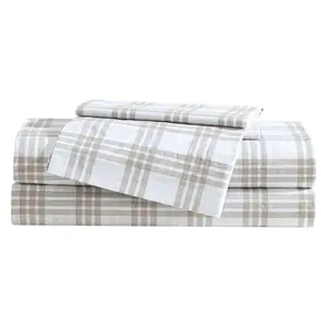 Eddie Bauer Basic Plaid White-Saddle Beige FullSheet Set