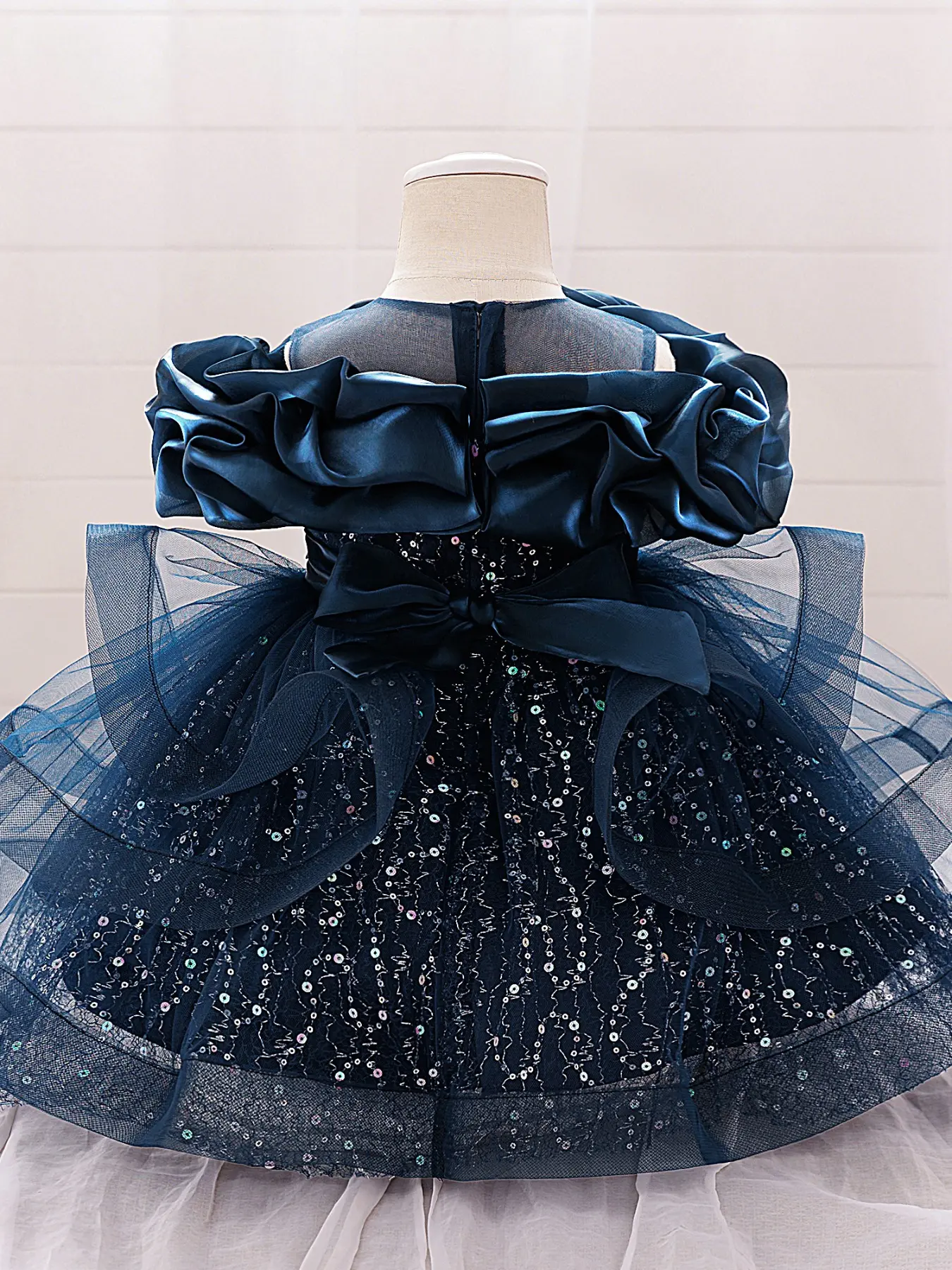 navy blue baby dress for wedding Wedding Flower Navy And Pink Flower Girl Dress Luxury Blue Baby Flower Girl  Dresses Mini Beading