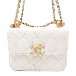 Pre-owned CHANEL Lambskin Leather Shoulder Bags Mini Matelasse Chain Shoulder Bag