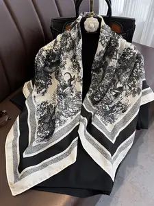 Spring Summer Forest Style Versatile Plant Print Silk Scarf Neck Gaiter, Multi-Functional Warm Neck Wrap, Outdoor Fashion Accessory