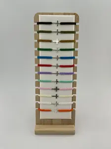 Stainless Steel Cross Bracelet Set of 2 - Adjustable Macramé Bracelets with Custom Cross Charm for Men and Women, bible verse christian bracelet, friendship bracelets